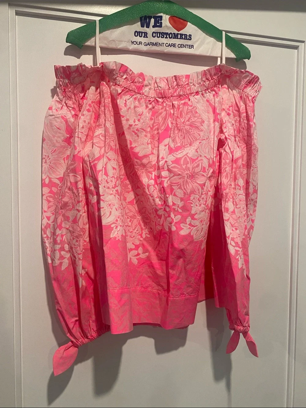 Lilly Pulitzer Pink & White Floral Off-Shoulder Blouse
